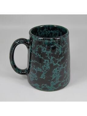 Bennington Potters Pottery Vermont Green Agate Spongeware 4" Coffee Mug Cup